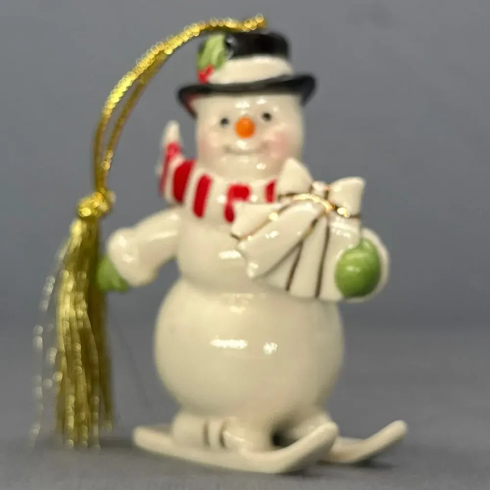 Lenox Very Merry Porcelain Ornament Set of 2 Snowman Penguin Holiday Christmas